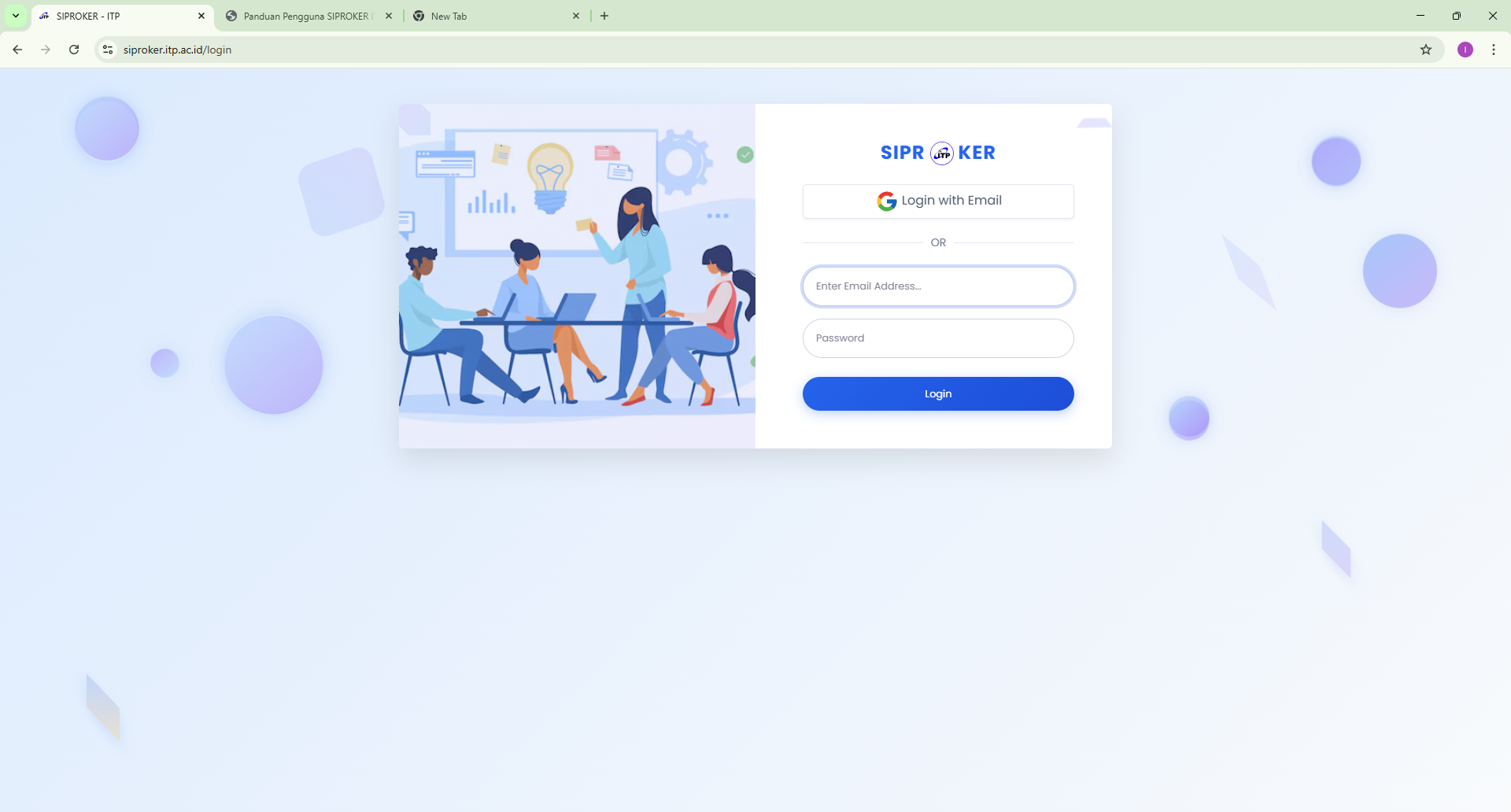 Halaman Login SIPROKER ITP